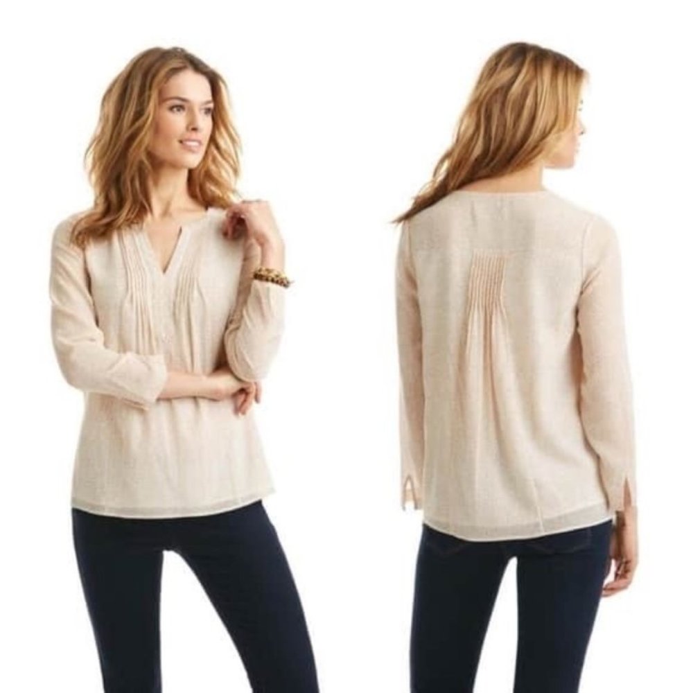 Vineyard Vines Pintuck Silk Blend Dotted Top S